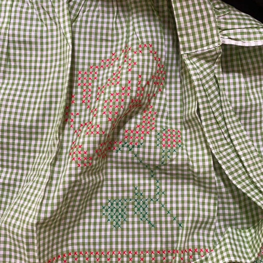 Vintage hand made cotton cross stitched apron